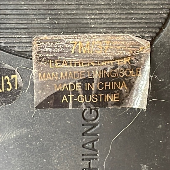 Arturo Chiang Black Leather Flip Flop Sandal with Rhinestone Embellishment 7 - Picture 8 of 11